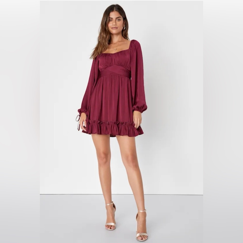 Lulu’s Satin Long Sleeve Dress